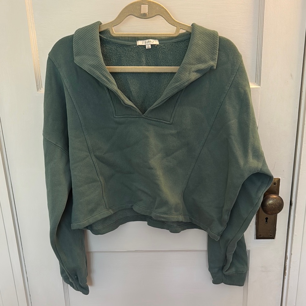 Women's Green Cropped Sweater